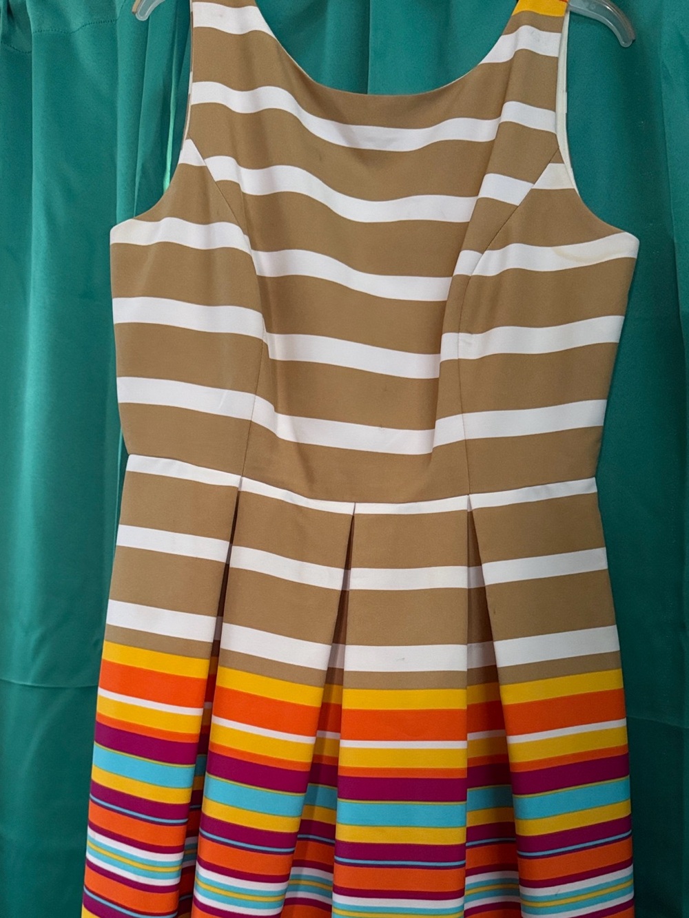 Beautiful Multicolor Striped Fit & Flare Dress  For All Occasions
